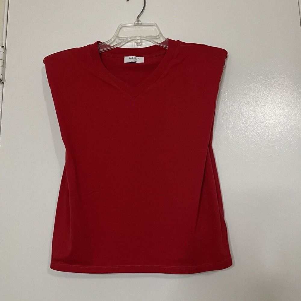 ARITZIA Babaton red vneck padded shoulder sleeveless top size XS